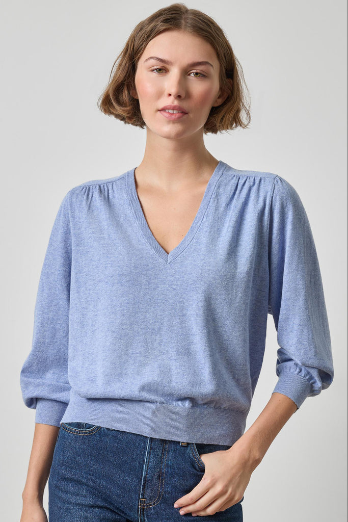 V Neck Blouson Sweater