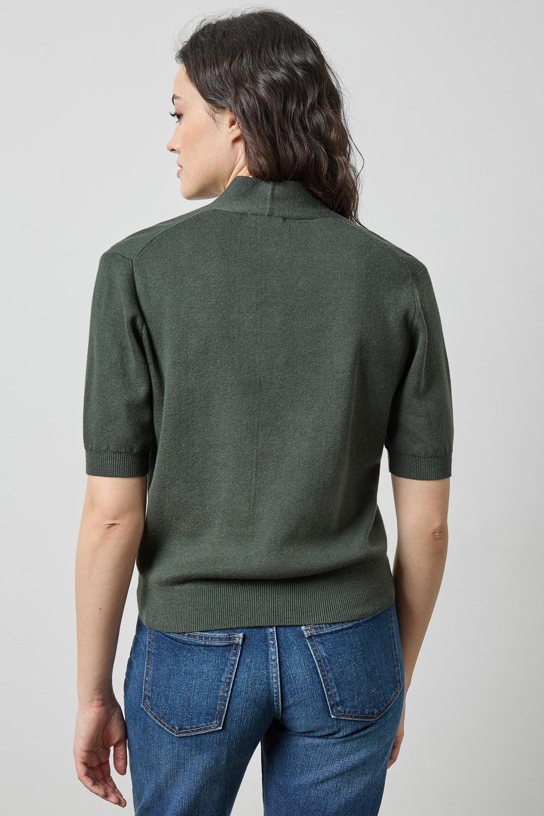 V Neck Elbow Sleeve Sweater