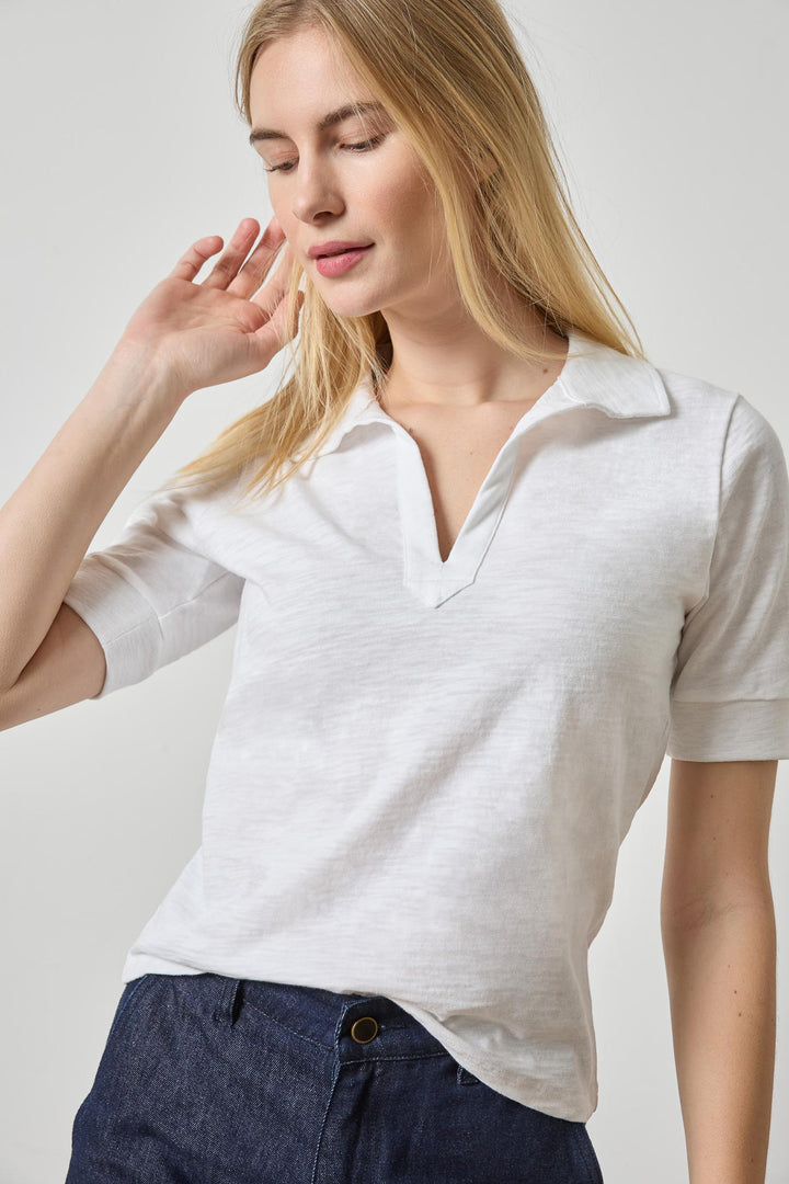 Elbow Collared Split Neck