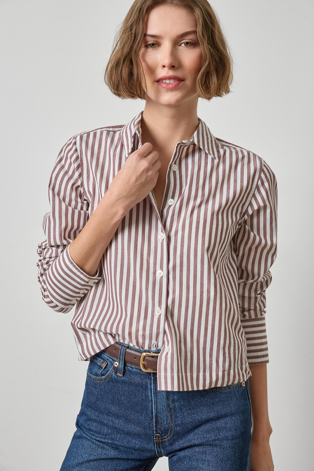 Straight Fit Short Button Down