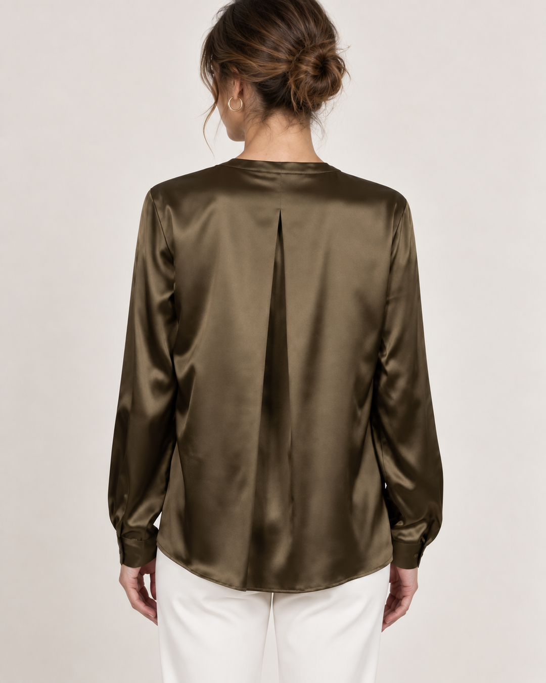 Silk Split Neck Shirt - Kelly Green