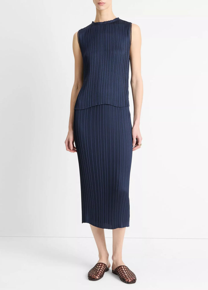 Pleated Straight Pull On Skirt