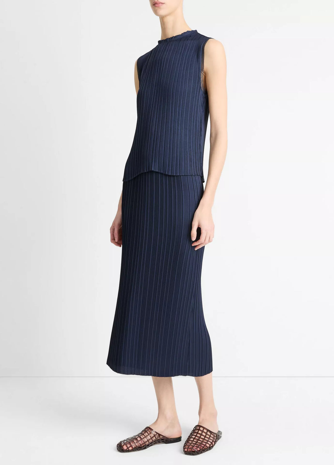 Pleated Straight Pull On Skirt