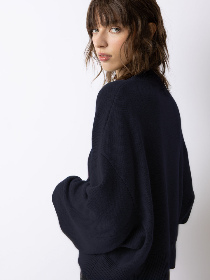 Pullover With Seam Details - Navy