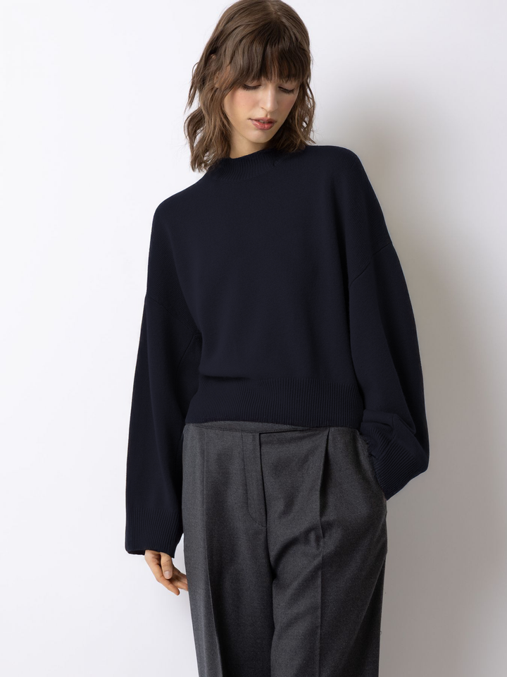 Pullover With Seam Details - Navy