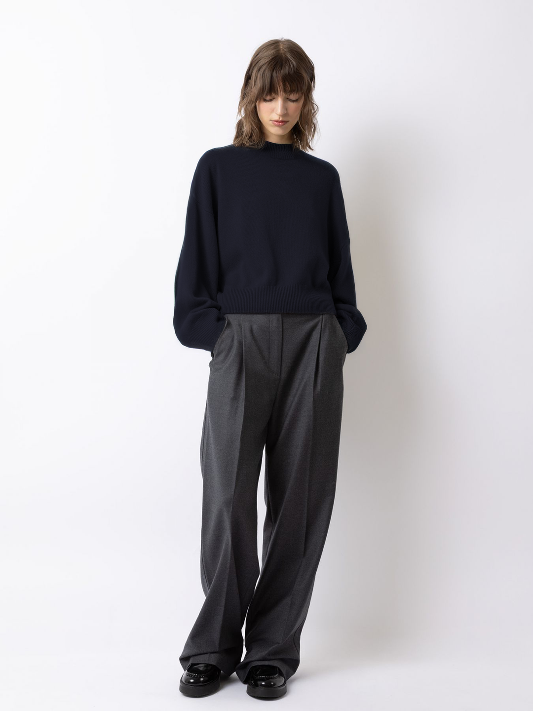 Pullover With Seam Details - Navy