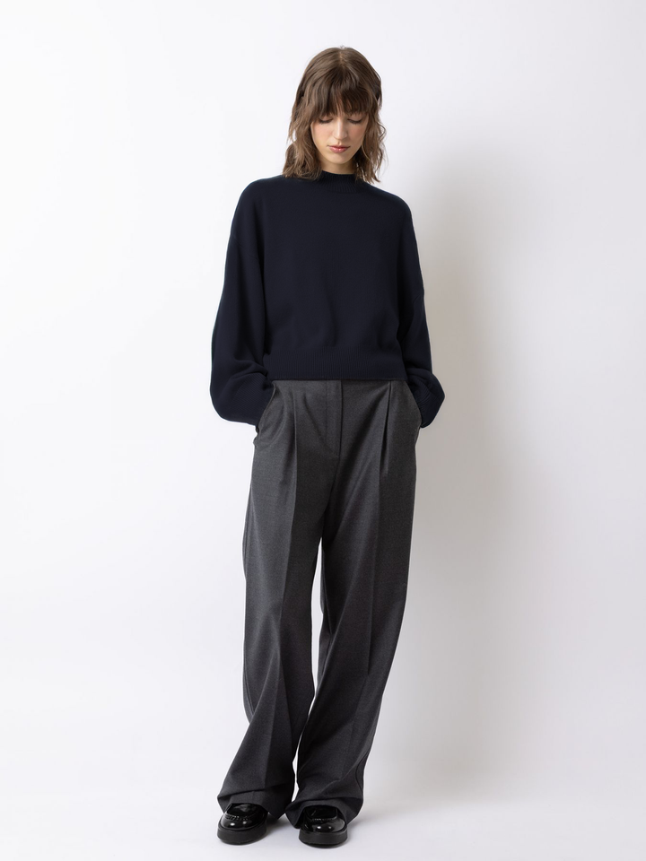 Pullover With Seam Details - Navy