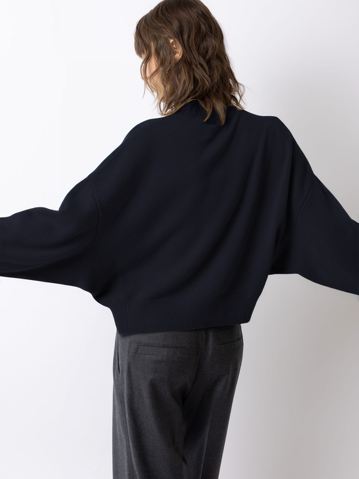 Pullover With Seam Details - Navy