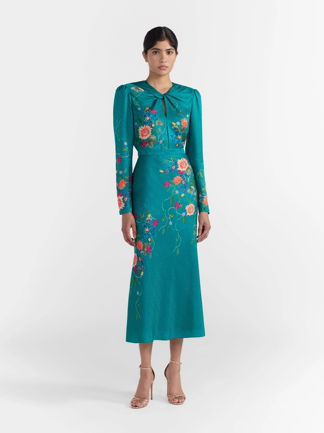 Claudia Midi Dress in Peacock Flori