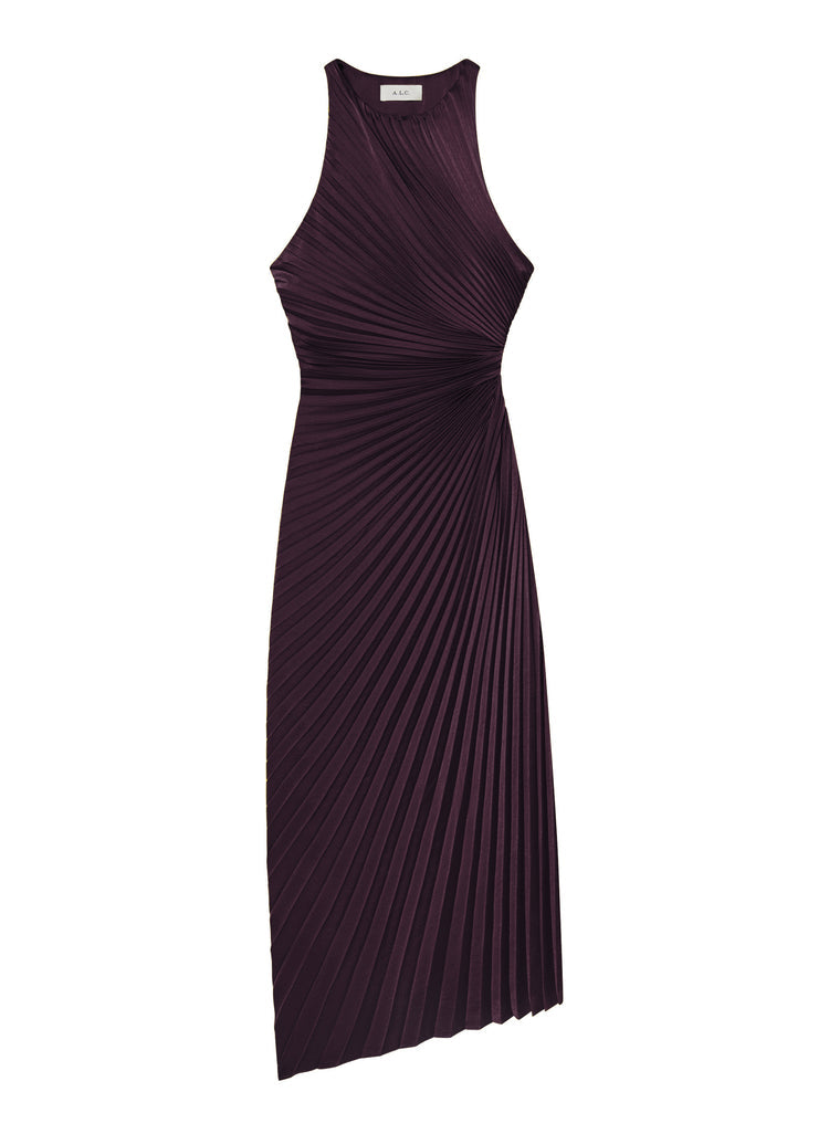 Reagan Satin Pleated Midi Dress