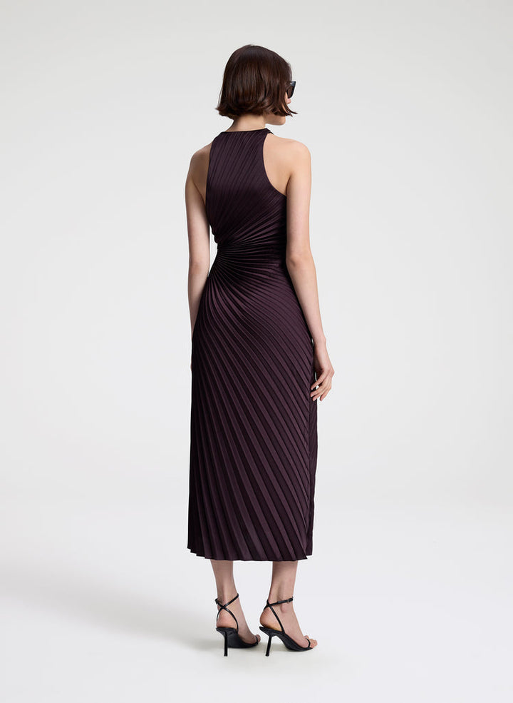 Reagan Satin Pleated Midi Dress