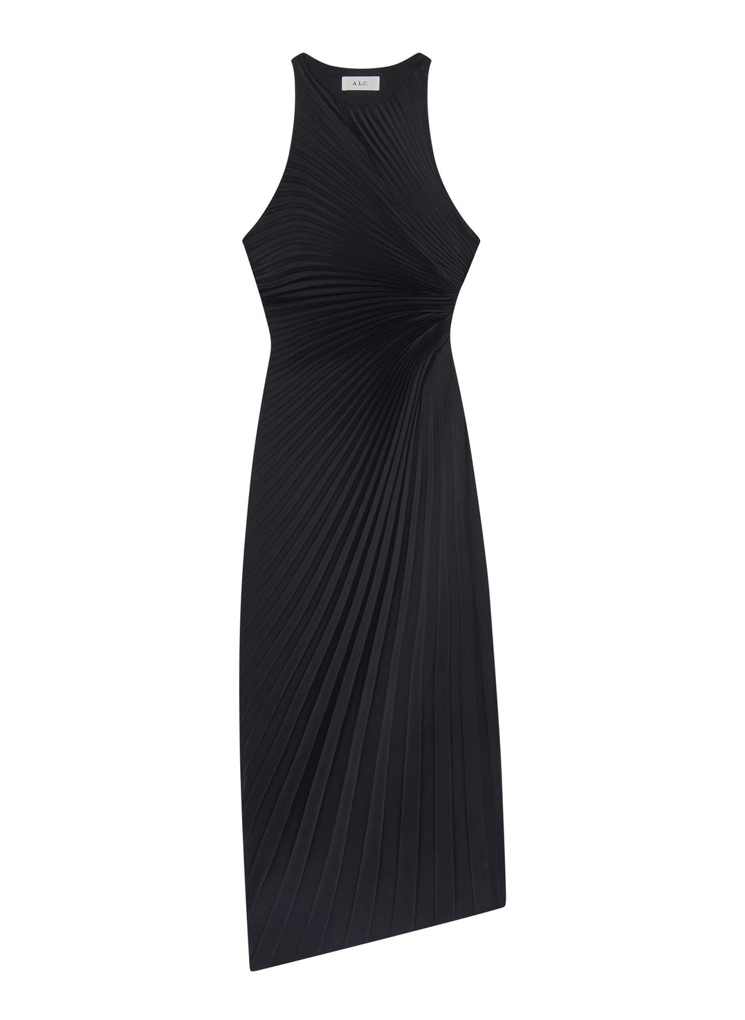 Reagan Satin Pleated Gown - Black