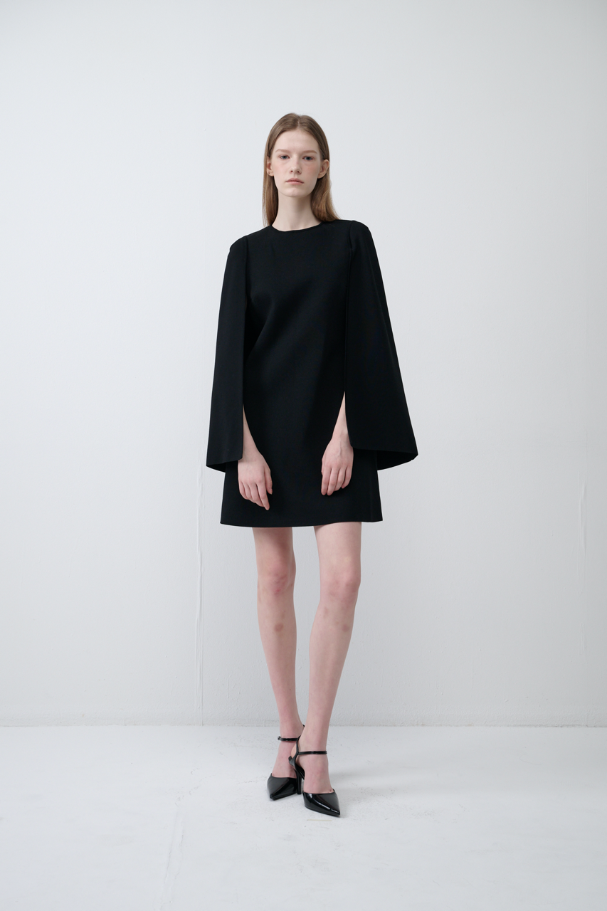 Crepe Cape Mini Dress