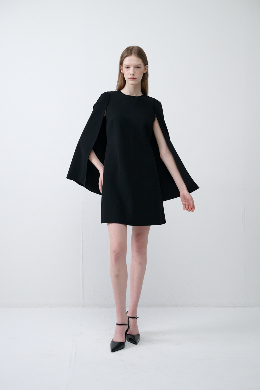 Crepe Cape Mini Dress