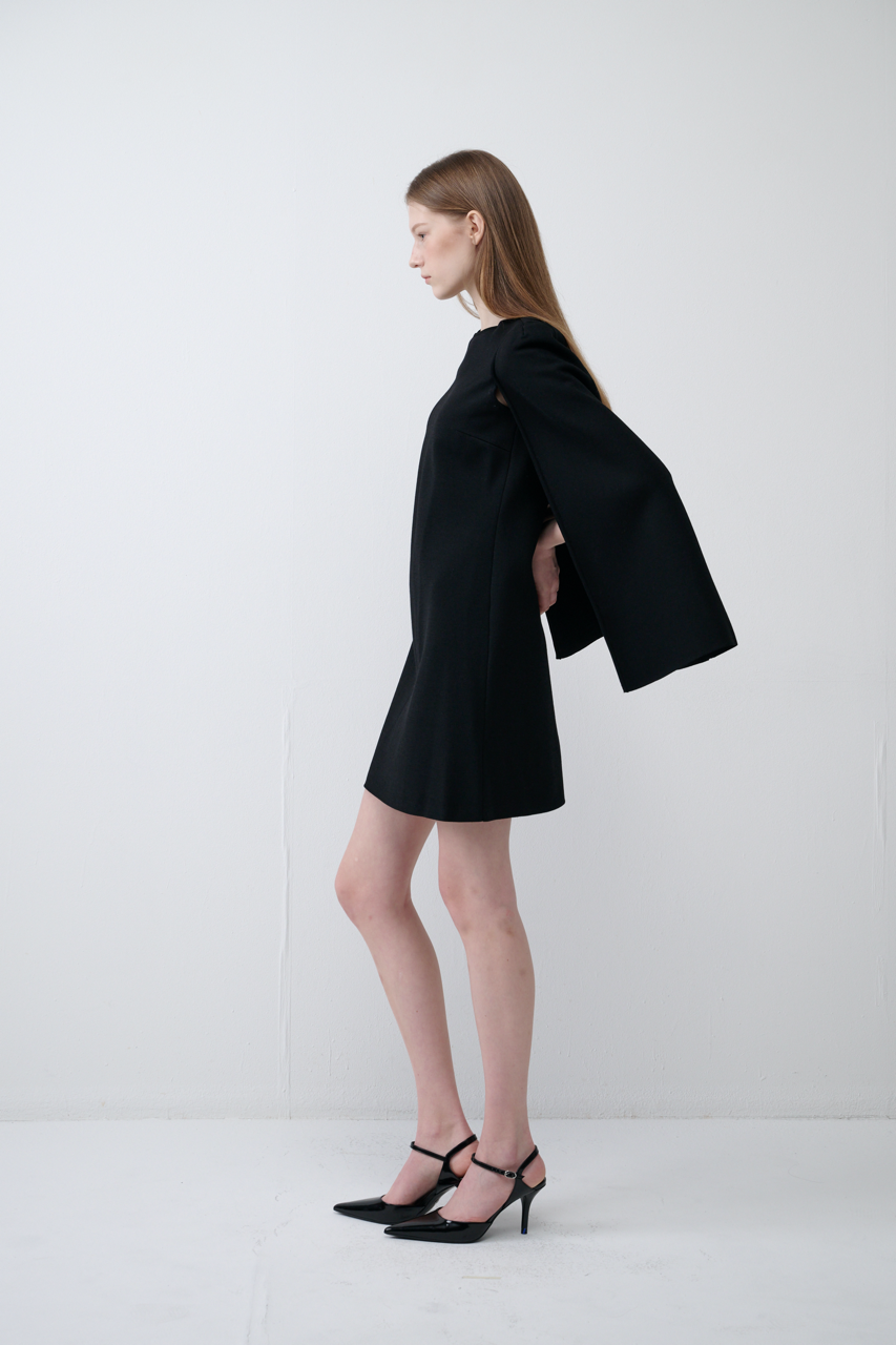Crepe Cape Mini Dress