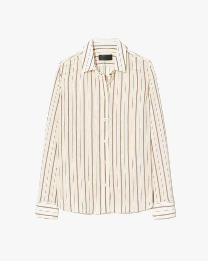 Gaia Slim Silk Shirt - Brandy Stripe