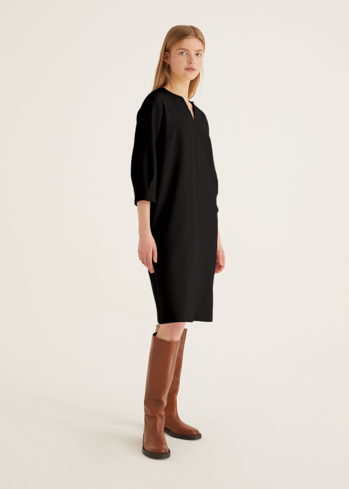 Elbow Sleeve Split Neck Dress