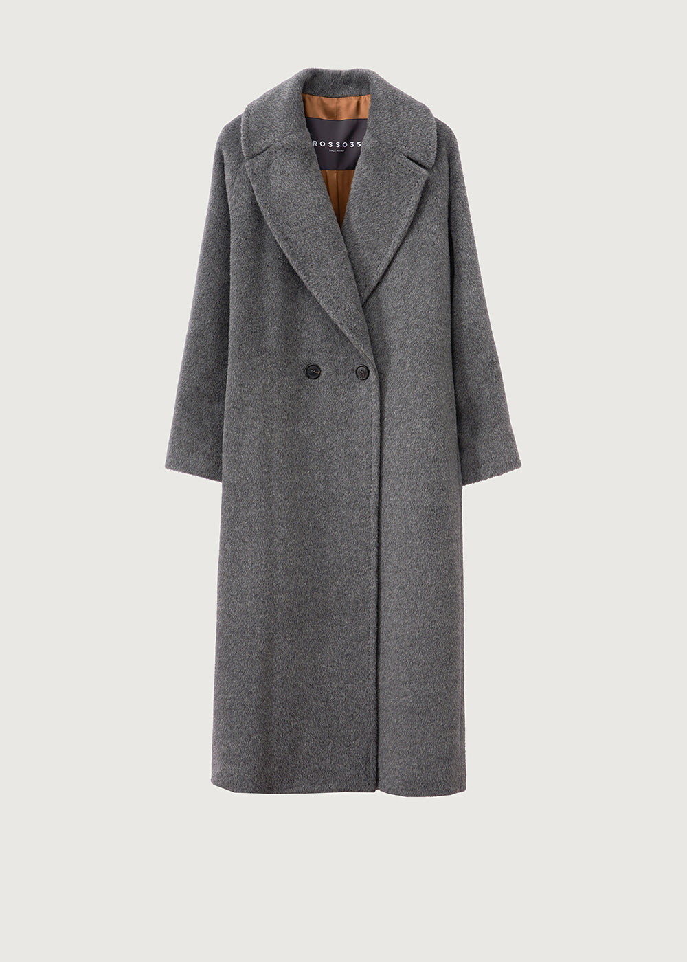 Double Breasted Alpalca Coat - Charcoal