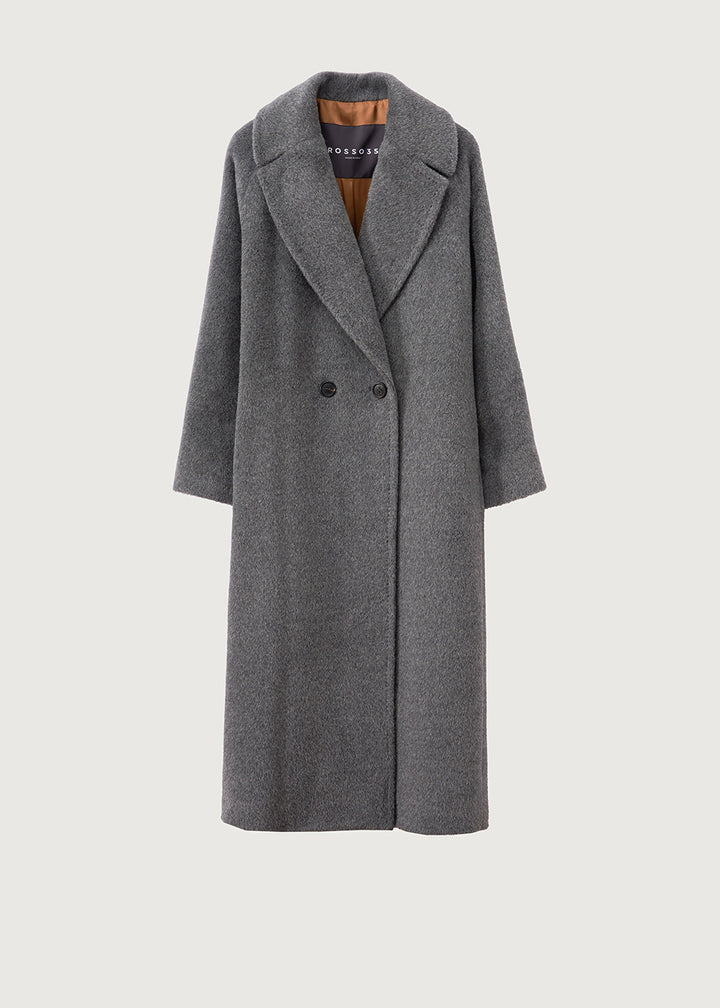 Double Breasted Alpalca Coat - Charcoal
