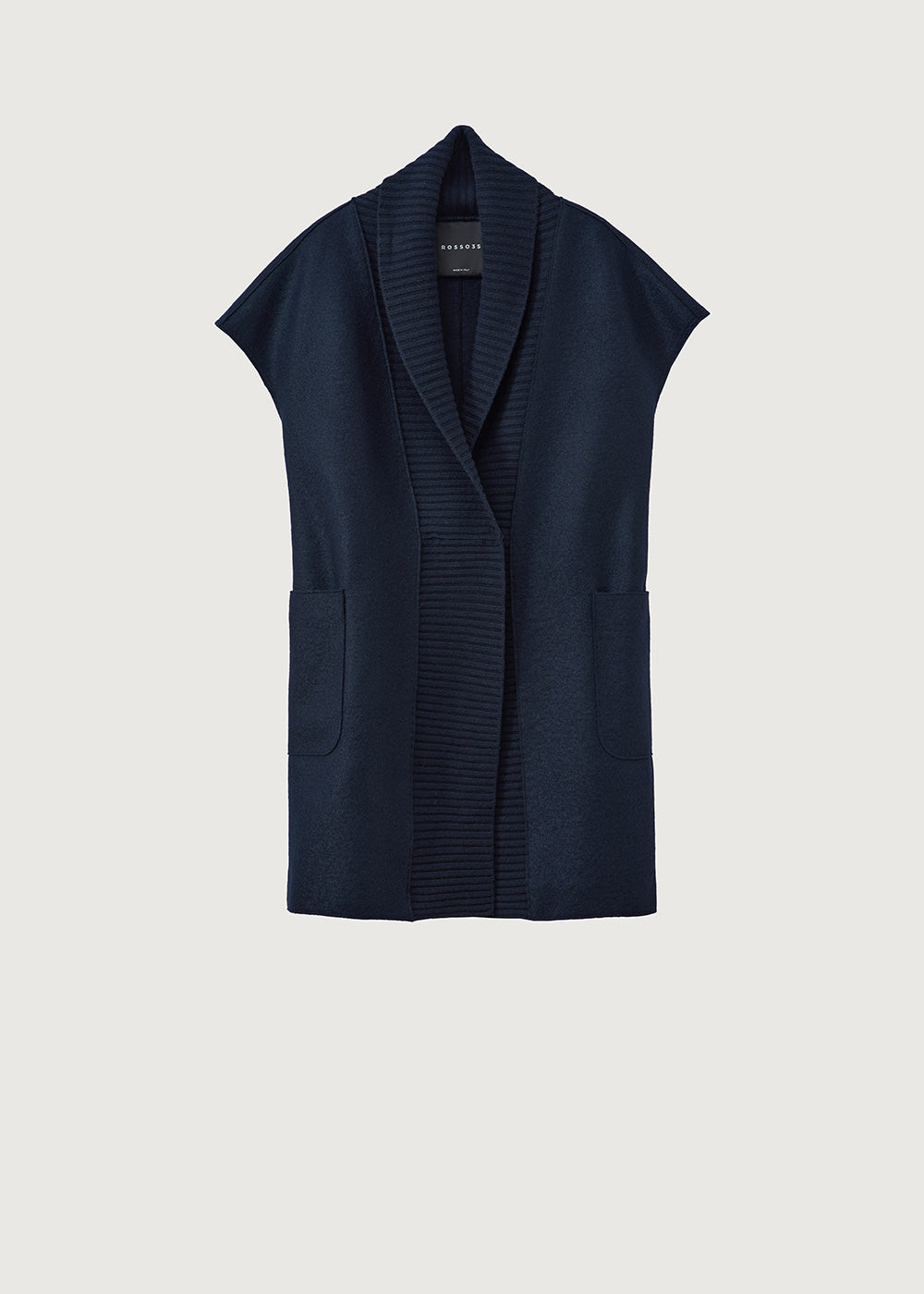Boiled Wool Vest with Knit Inserts