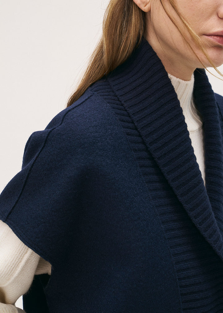 Boiled Wool Vest with Knit Inserts