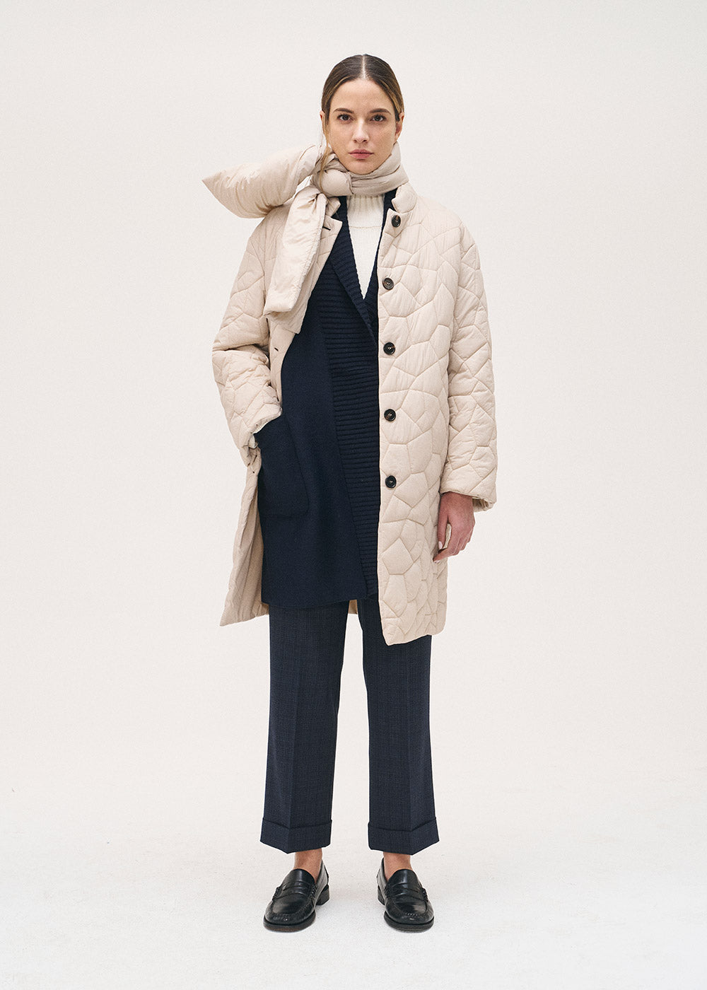 Boiled Wool Vest with Knit Inserts