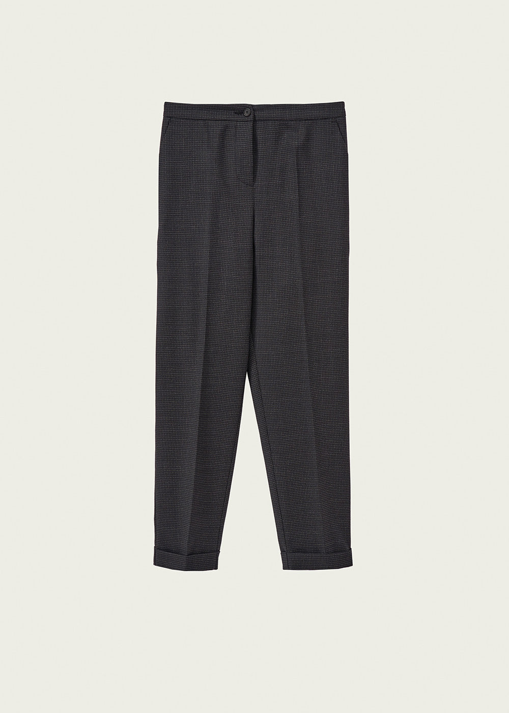 Half-Elasticated Trousers with Bottom Hem - Charcoal