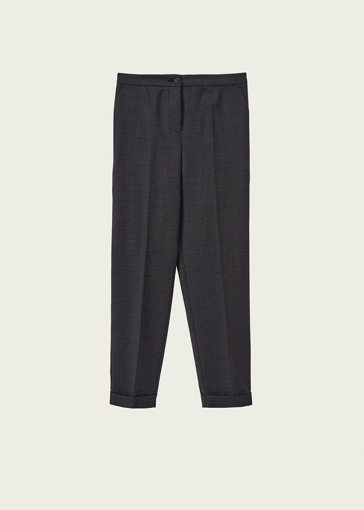 Half-Elasticated Trousers with Bottom Hem - Charcoal