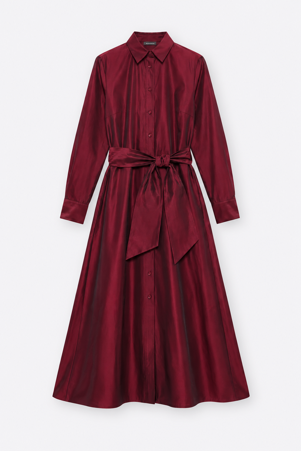 Shantung Shirt Dress - Garnet