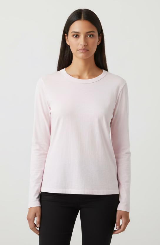 Long Sleeve Crew Neck Top - Petal