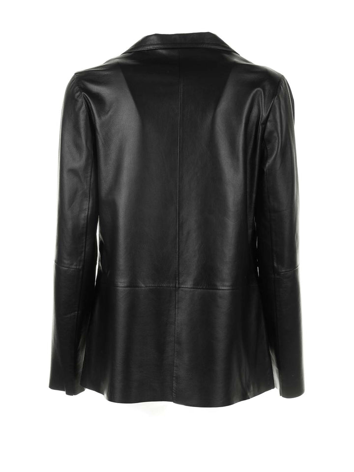 Via Masini 80 Single-breasted Leather Blazer Jacket