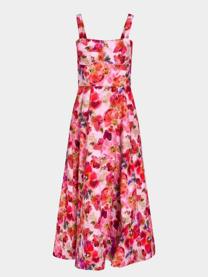 Sabrina Linen Blend Sateen Dress - Kinijaro Garden