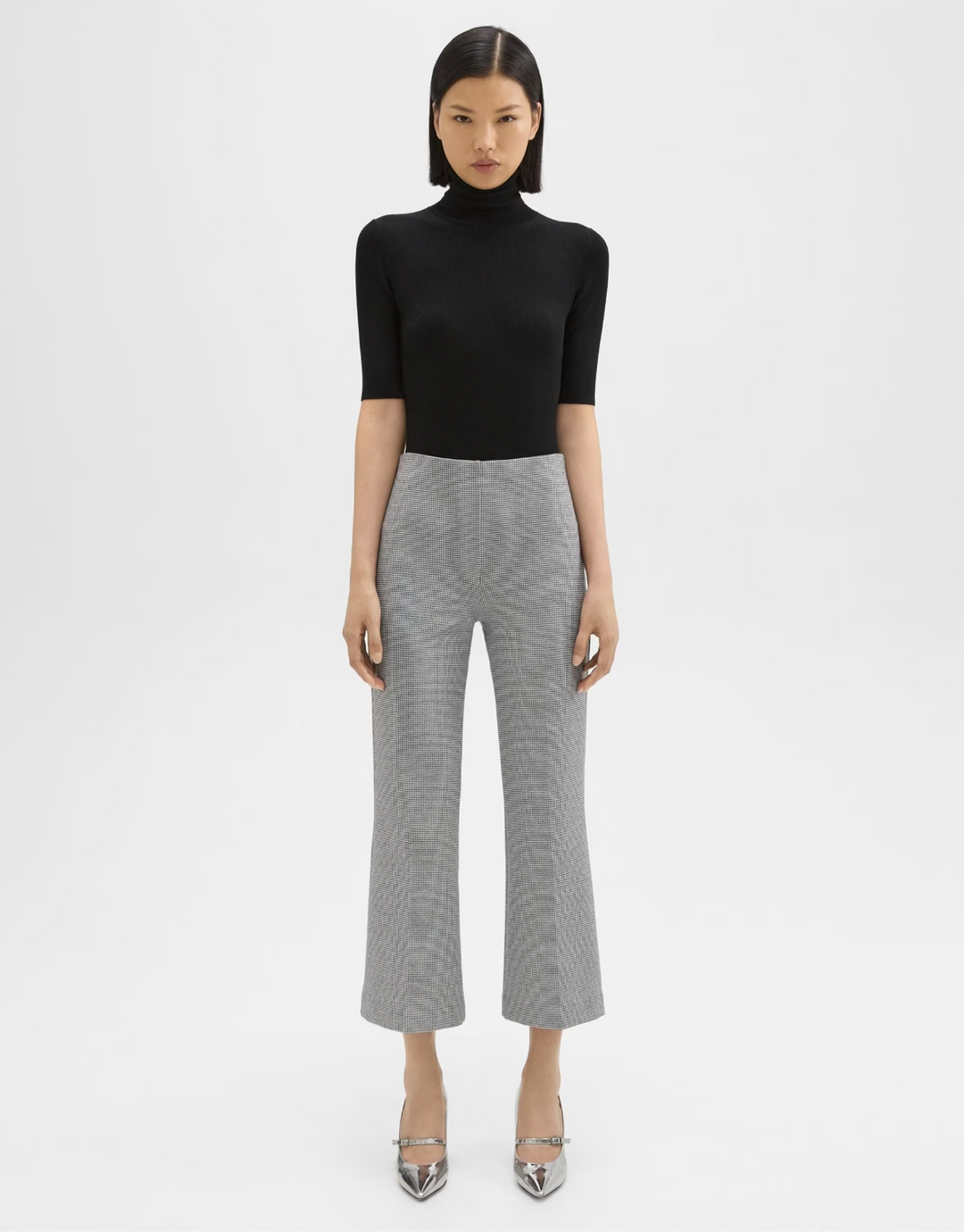 Cropped Kick Pant in Houndstooth Jersey