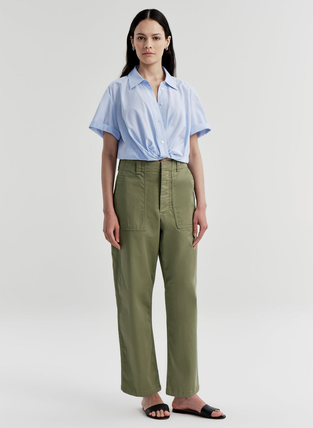 Lily Short Sleeve Cropped Cotton Shirt