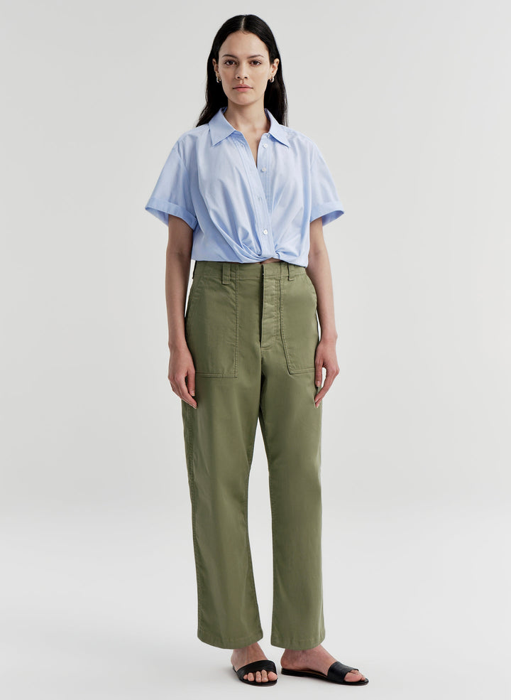 Lily Short Sleeve Cropped Cotton Shirt