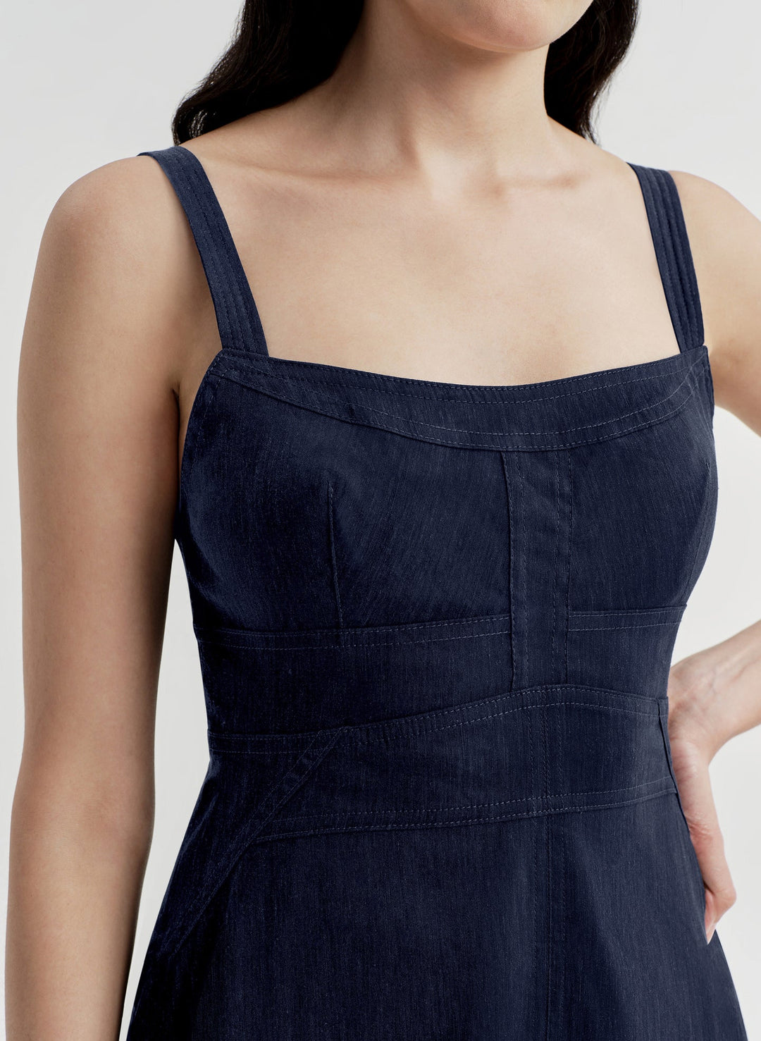 Harlow Linin Midi Dress - Navy