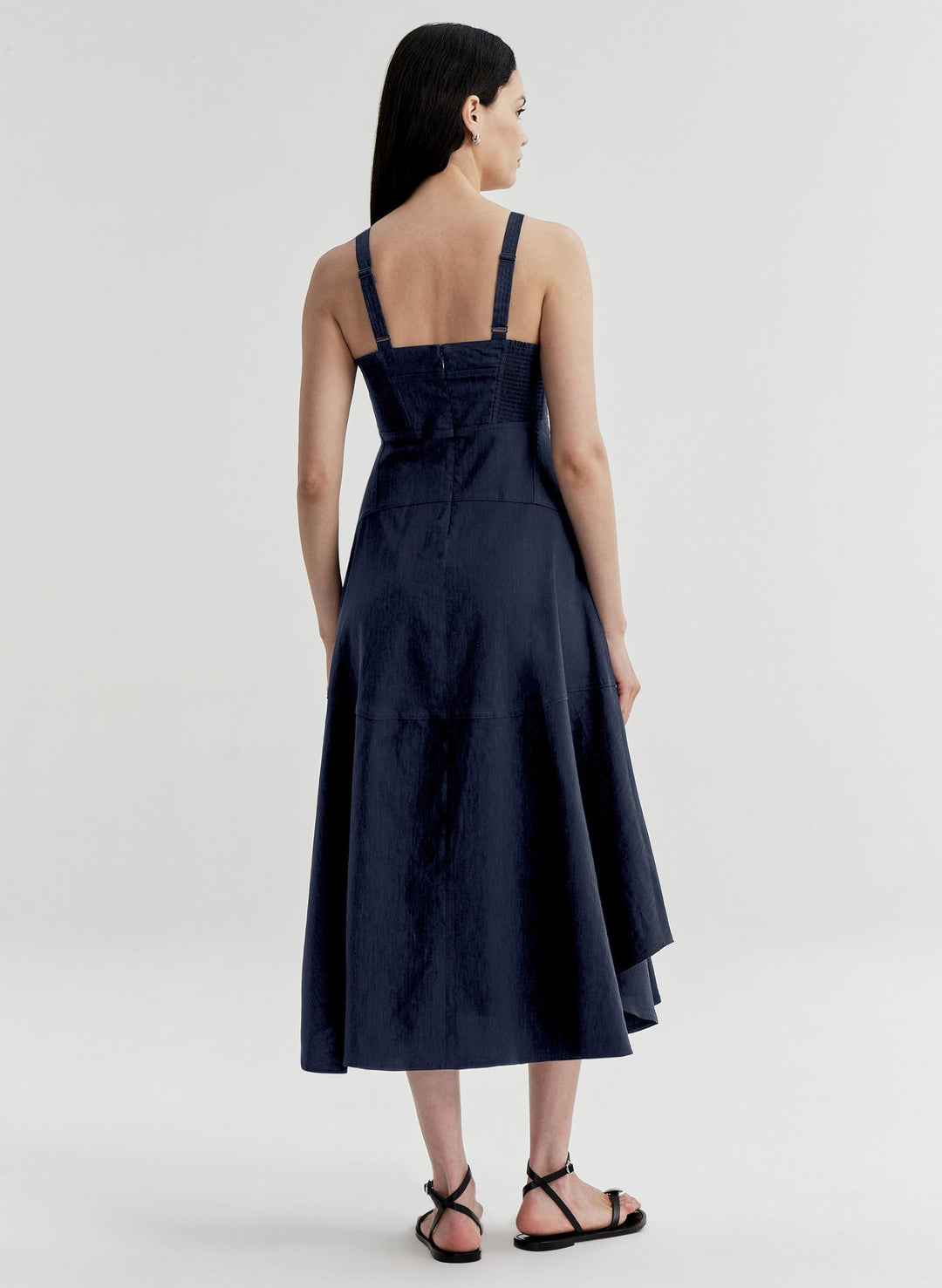 Harlow Linin Midi Dress - Navy