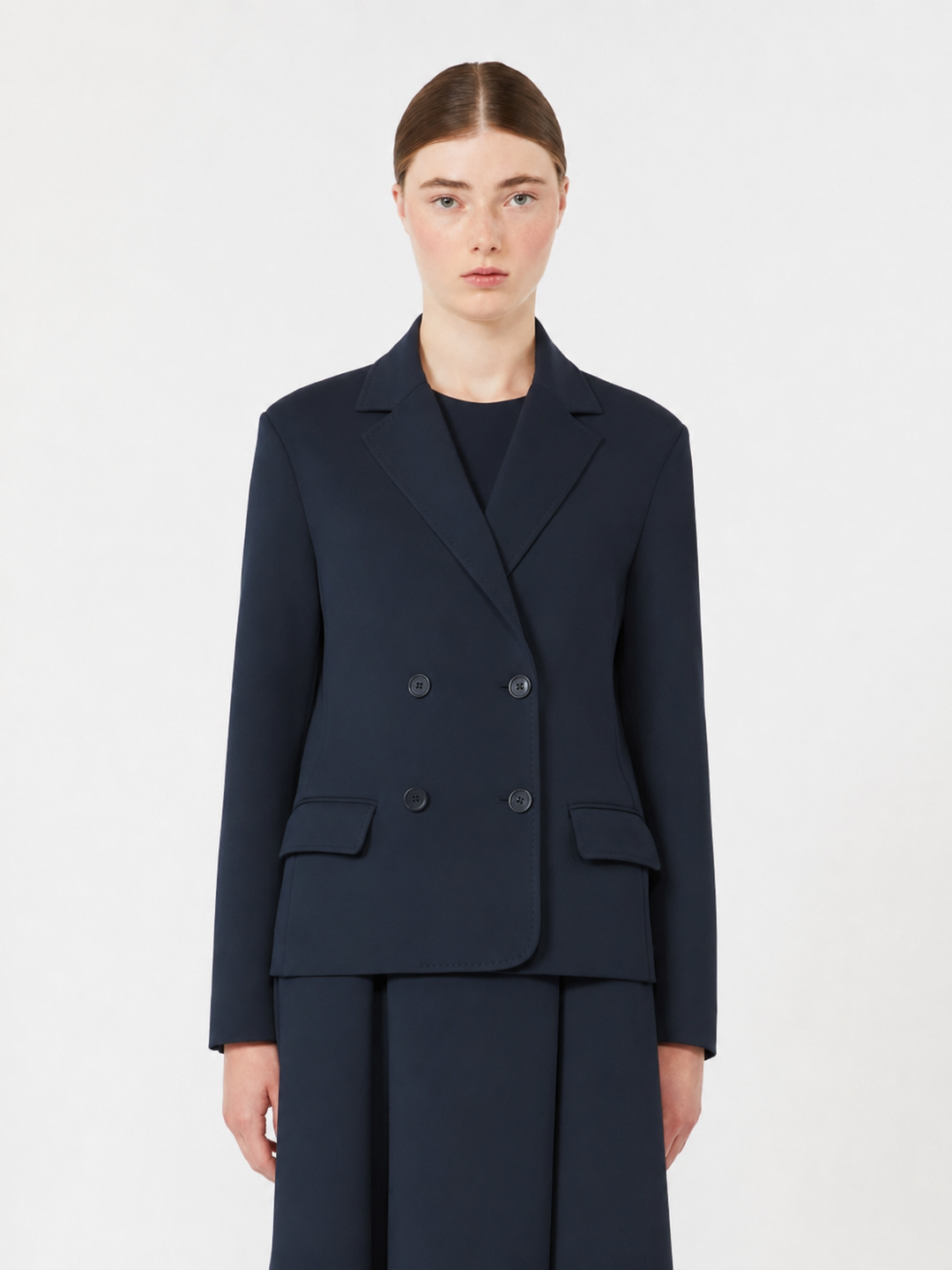 Double-Breasted Scuba Jersey Jacket - Ultra Marine