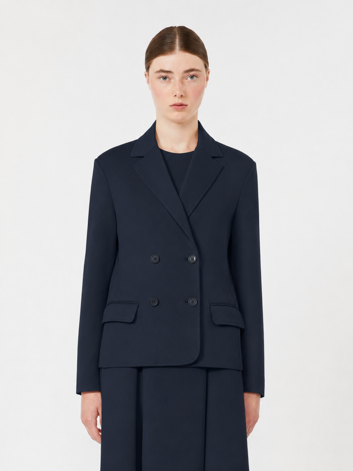 Double-Breasted Scuba Jersey Jacket - Ultra Marine