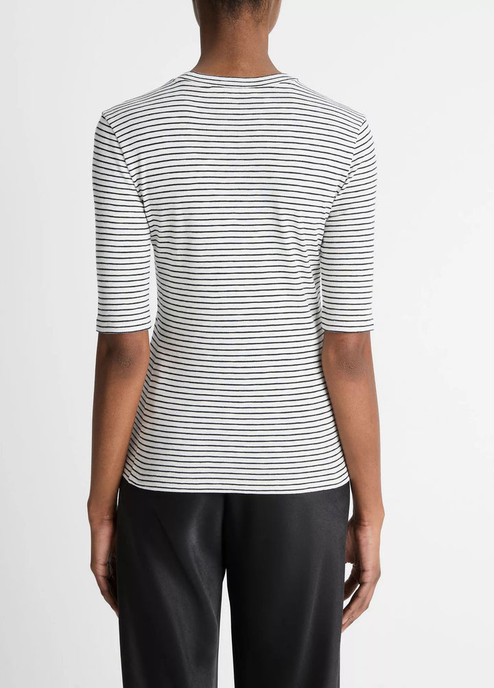 Striped Cotton-Blend Elbow-Sleeve T-Shirt