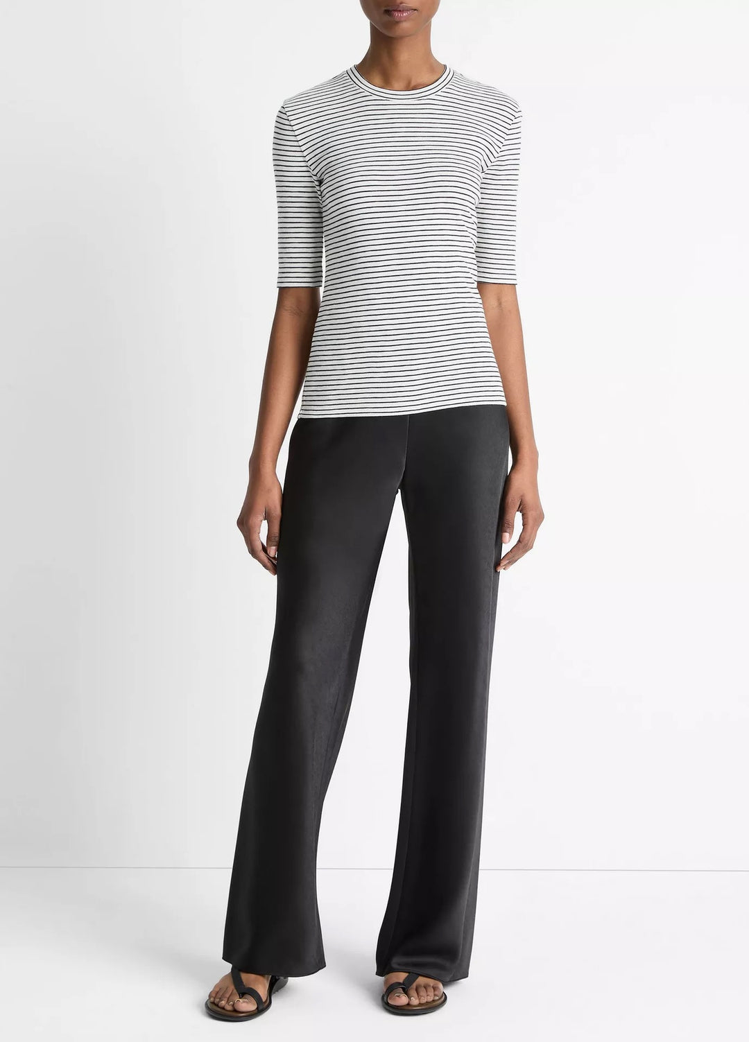 Striped Cotton-Blend Elbow-Sleeve T-Shirt