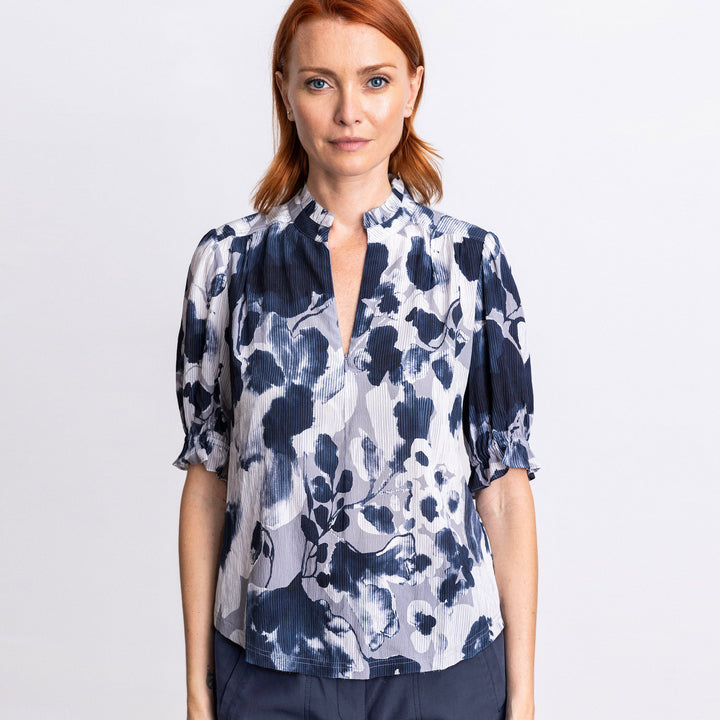 Go Soft Spoken Printed Blouse - Once in a Blue Print