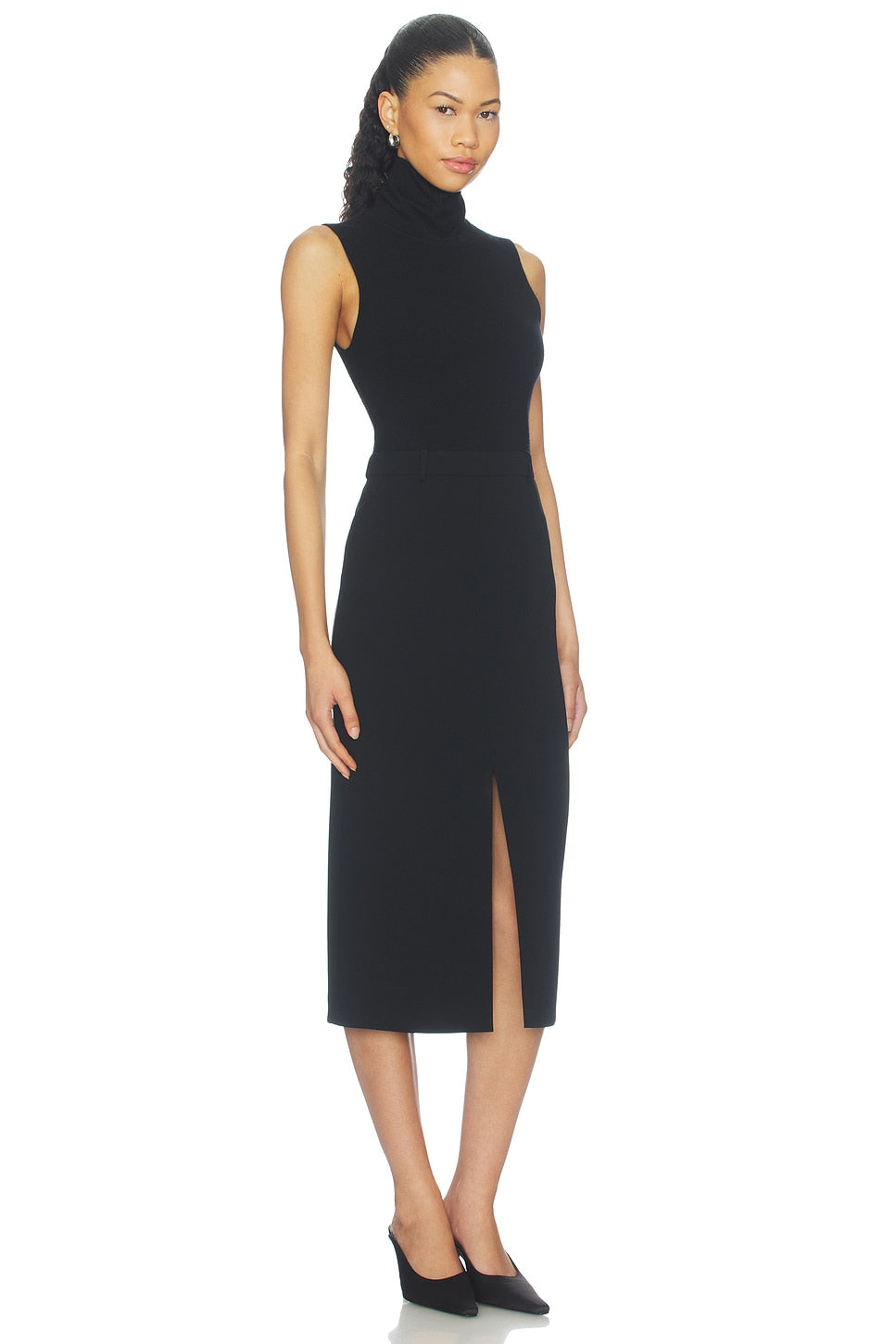 Funnel Neck Drape Dress