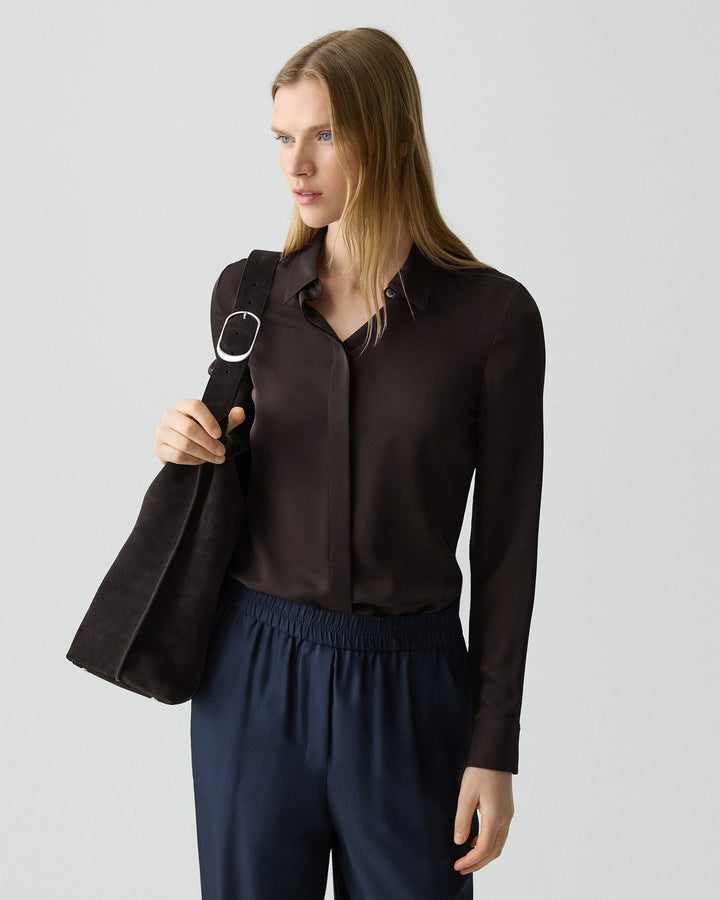 Fitted Shirt in Silk Georgette