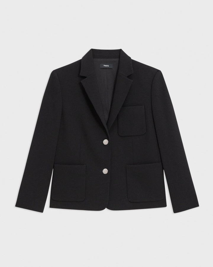 Boxy Patch Pocket Blazer in Admiral Crepe