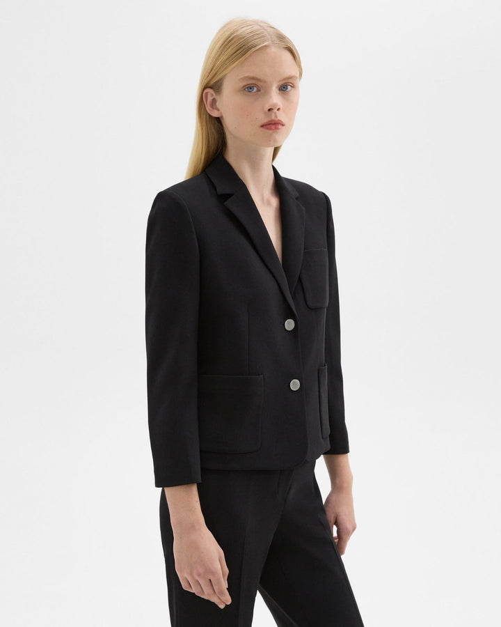 Boxy Patch Pocket Blazer in Admiral Crepe