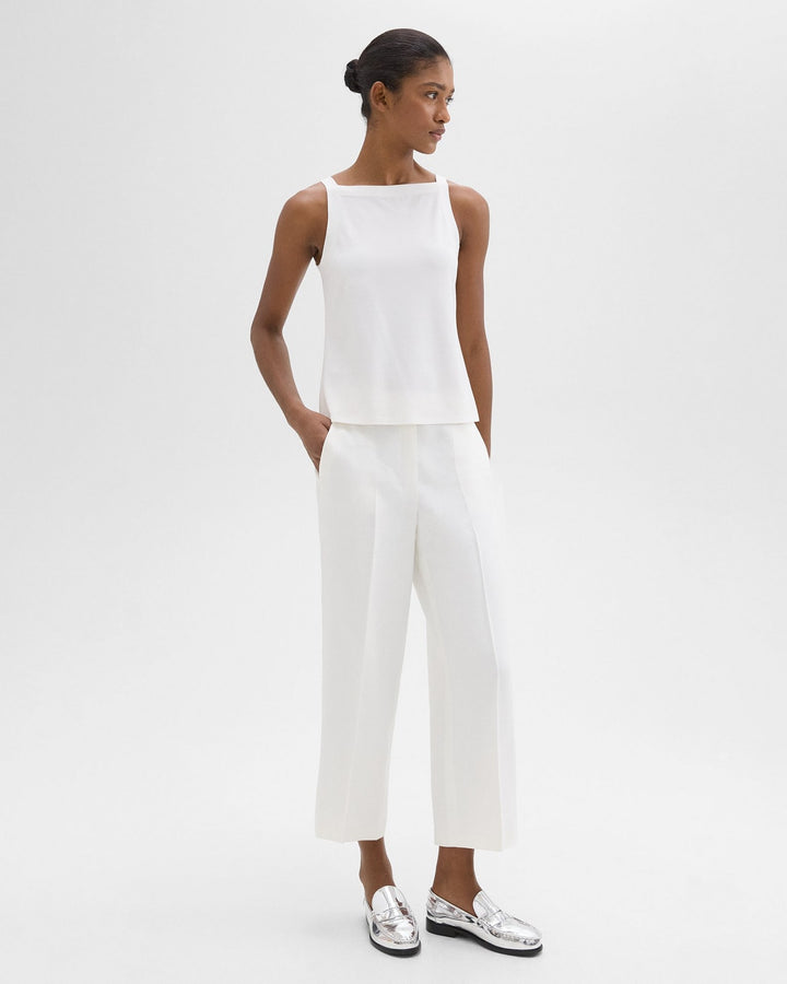 Straight Pull-On Pant in Linen Pant - Ivory