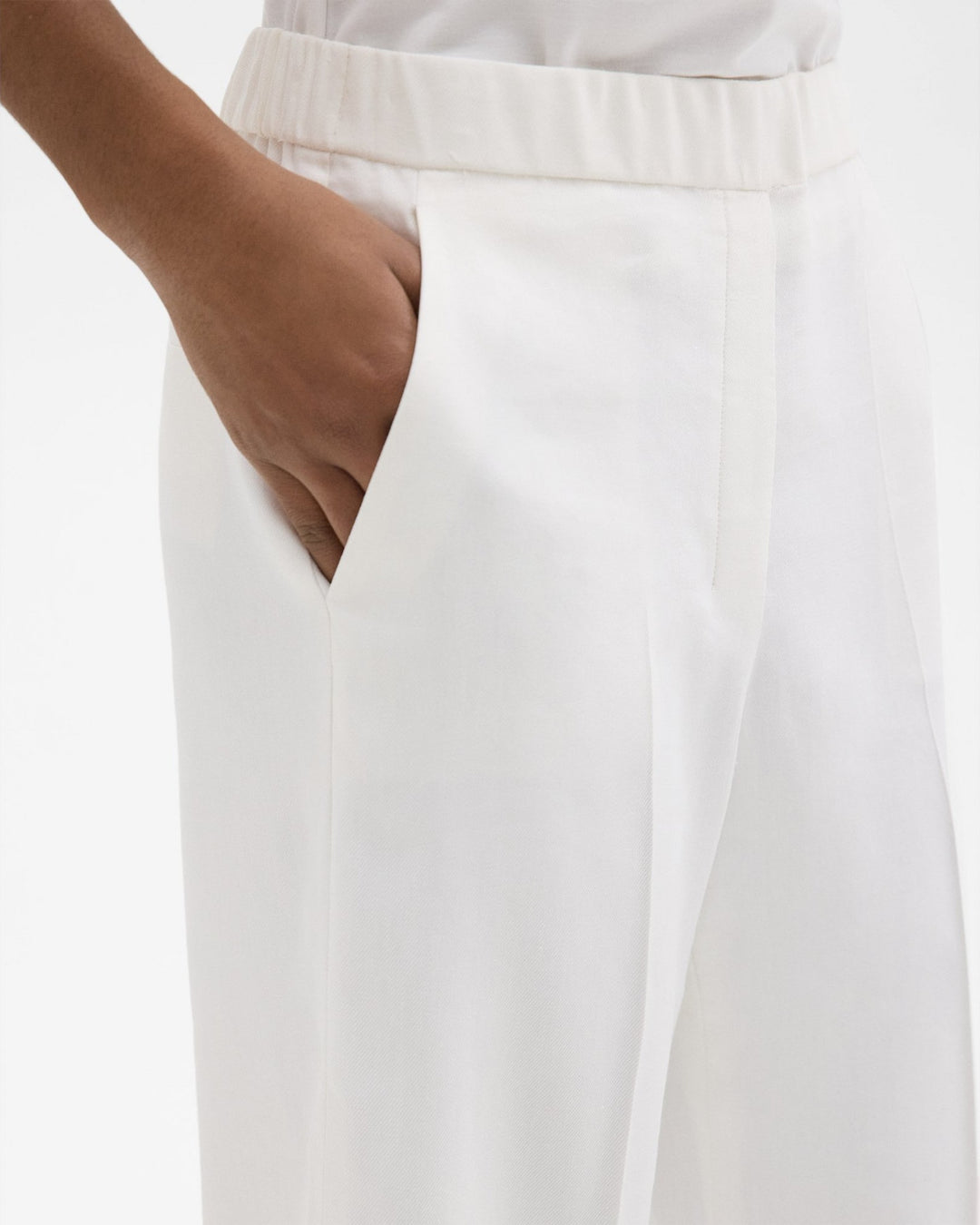 Straight Pull-On Pant in Linen Pant - Ivory
