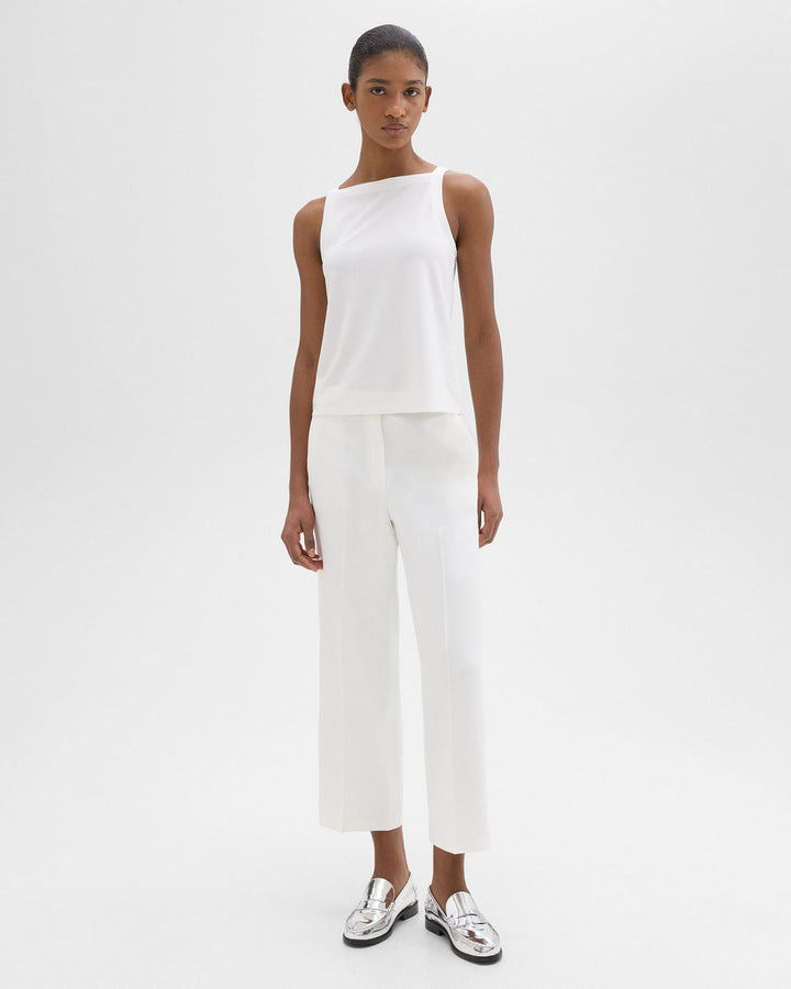 Straight Pull-On Pant in Linen Pant - Ivory