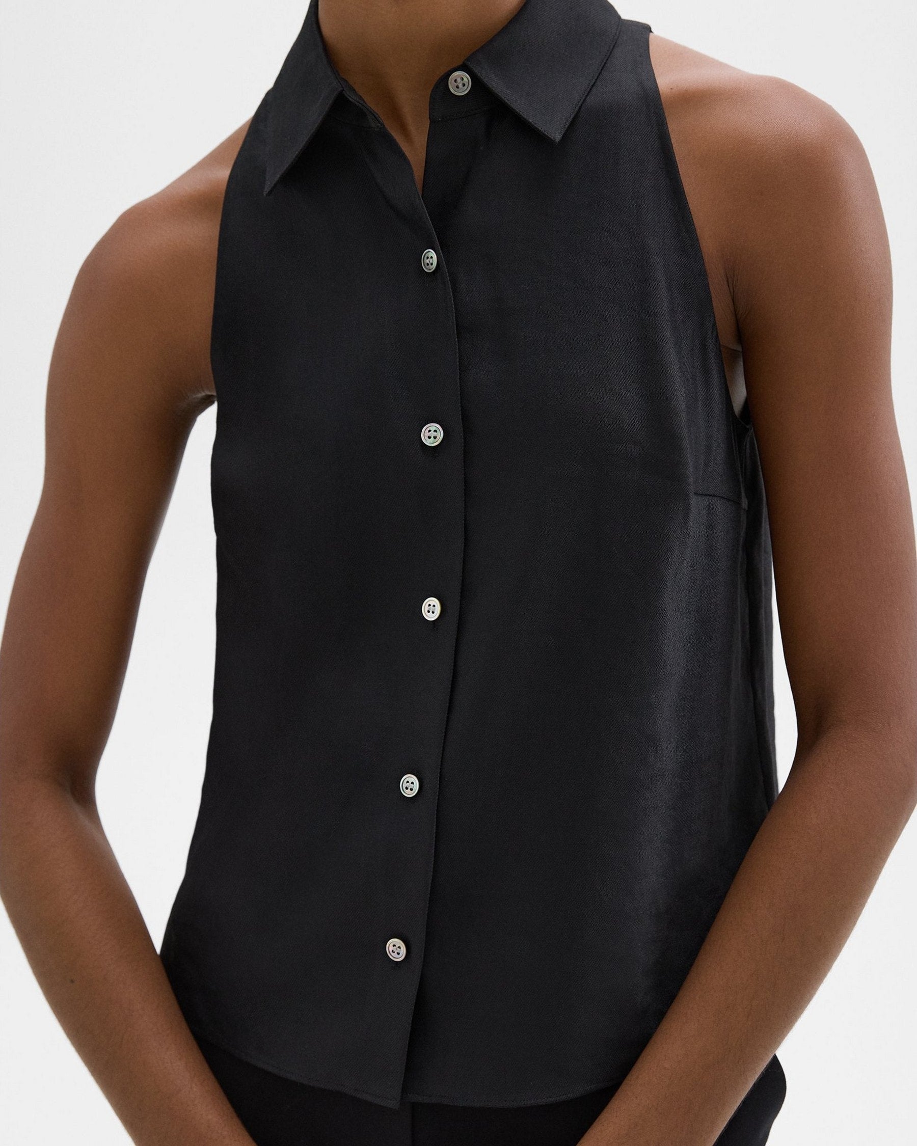Halter Neck Shirt in Linen – LIANA NYC